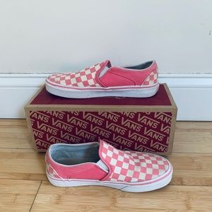 Pink Checkered Slip on Vans